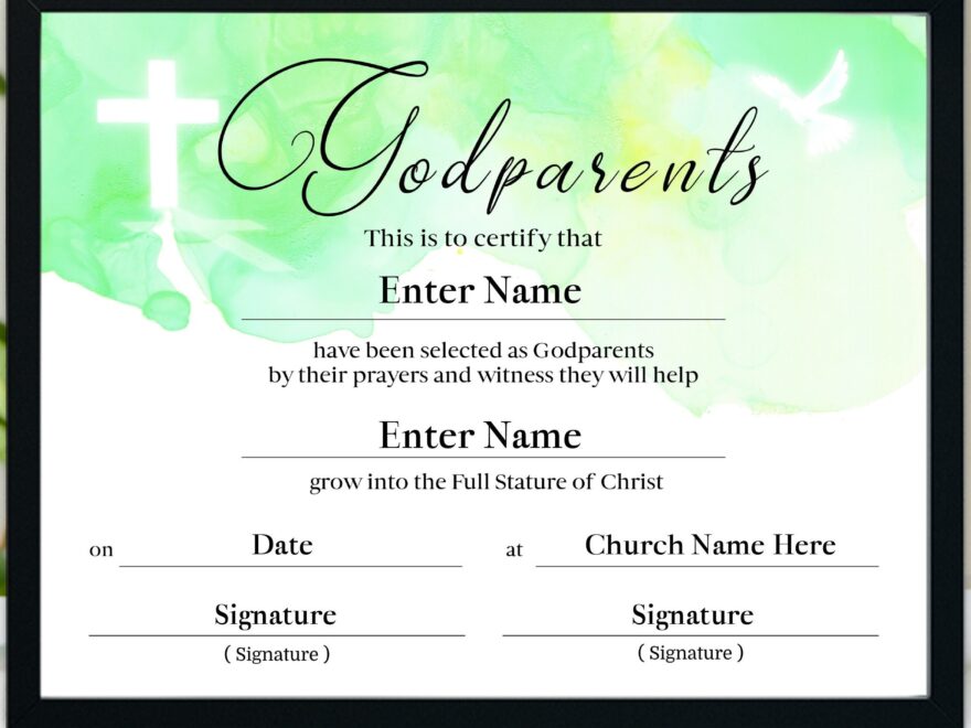 Godparents Certificate Template 11x8 5 Baptism Certificate Download PDF PPT Editable Godparents Certificate Godparents Prints Church Etsy