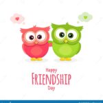 Happy Friendship Day Cartoon Hugging Owls Stock Vector Illustration Of Celebration Joyful 160872529