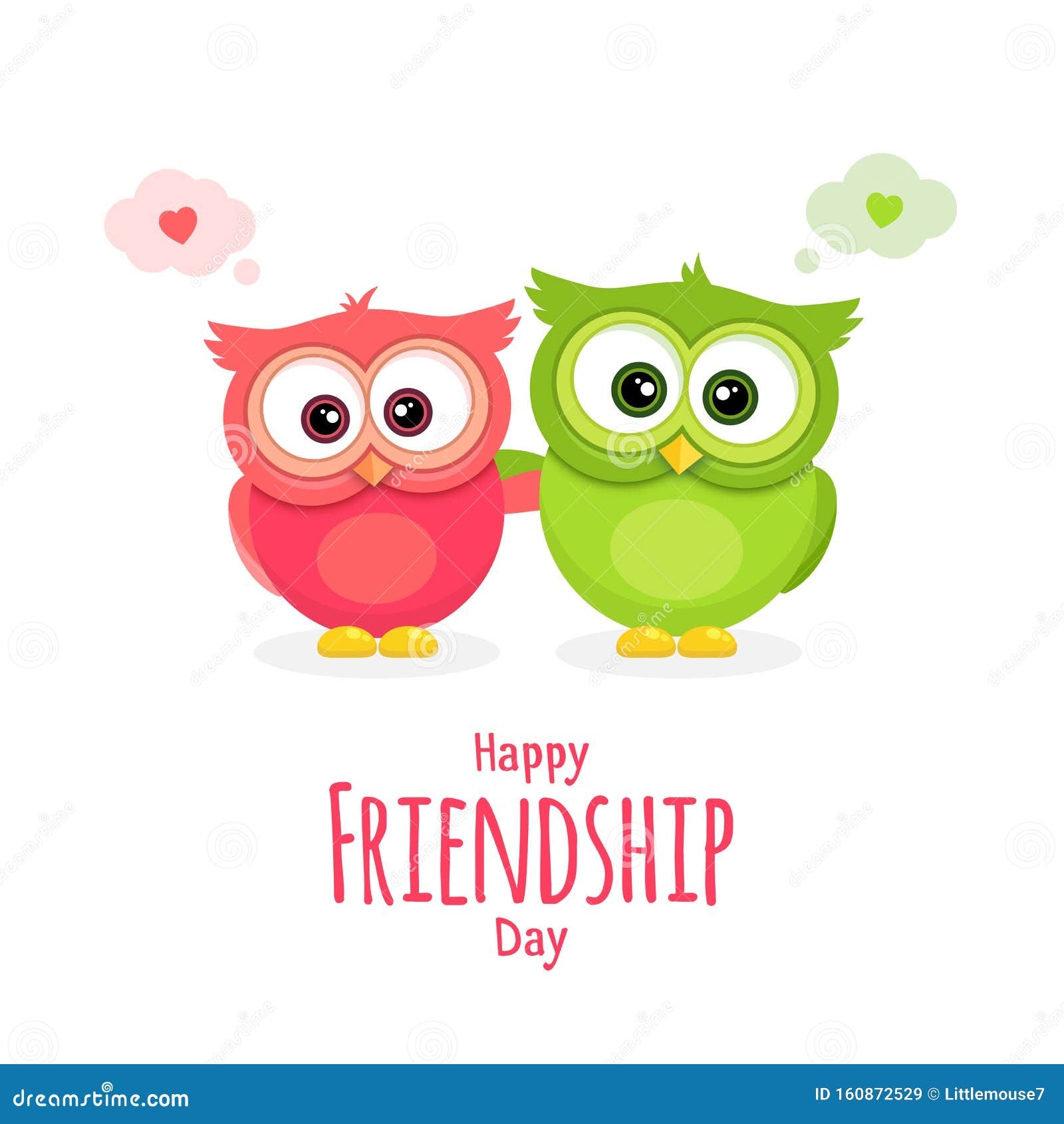 Happy Friendship Day Cartoon Hugging Owls Stock Vector Illustration Of Celebration Joyful 160872529