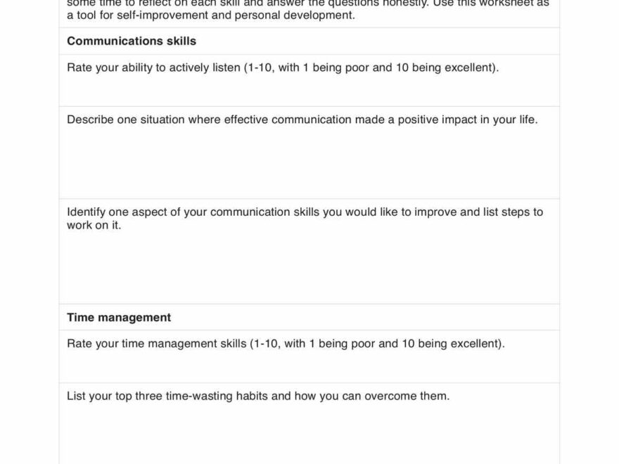 Life Skills Worksheets Example Free PDF Download