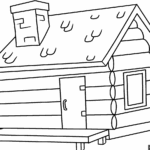 Log Cabin Coloring Page Easy Drawing Guides
