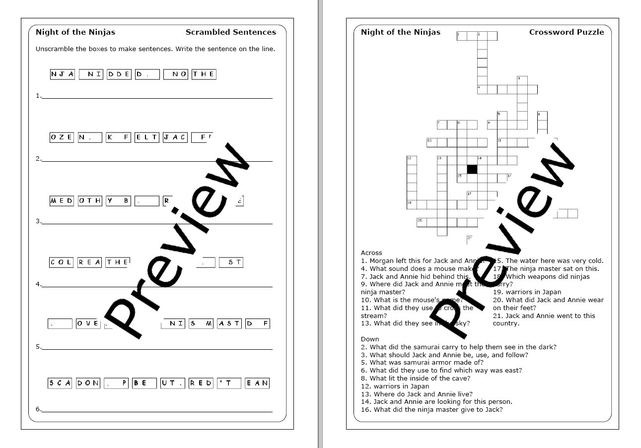 Magic Tree House Night Of The Ninjas Worksheets Made By Teachers