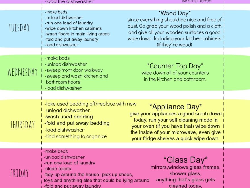My Quirky Weekly Cleaning Chart Free Printable First Home Love Life