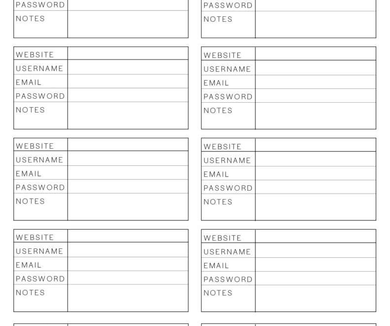 Password Logs Trackers 25 FREE Printables Printabulls