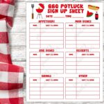 Potluck Sign Up Sheet Printable For BBQ Potluck Party Sign Up For Potluck Lunch Dinner What To Bring Instant Download PDF Etsy