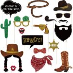 PRETYZOOM Pack Of 18 West Cowboy Photo Booth Props Theme Party Handheld Selfie Props Carnival West Style Party Photo Shoot Decoration Pre Assembled No Need To DIY Amazon de Home Kitchen