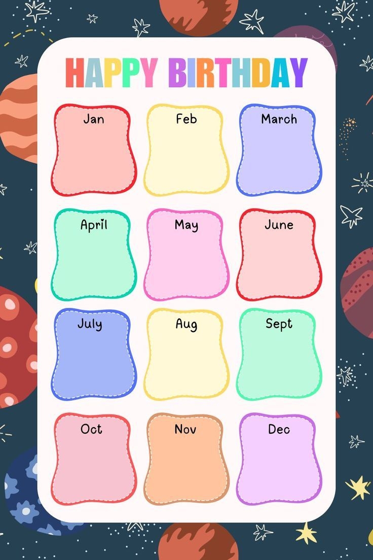 Printable Birthday Charts For Classroom