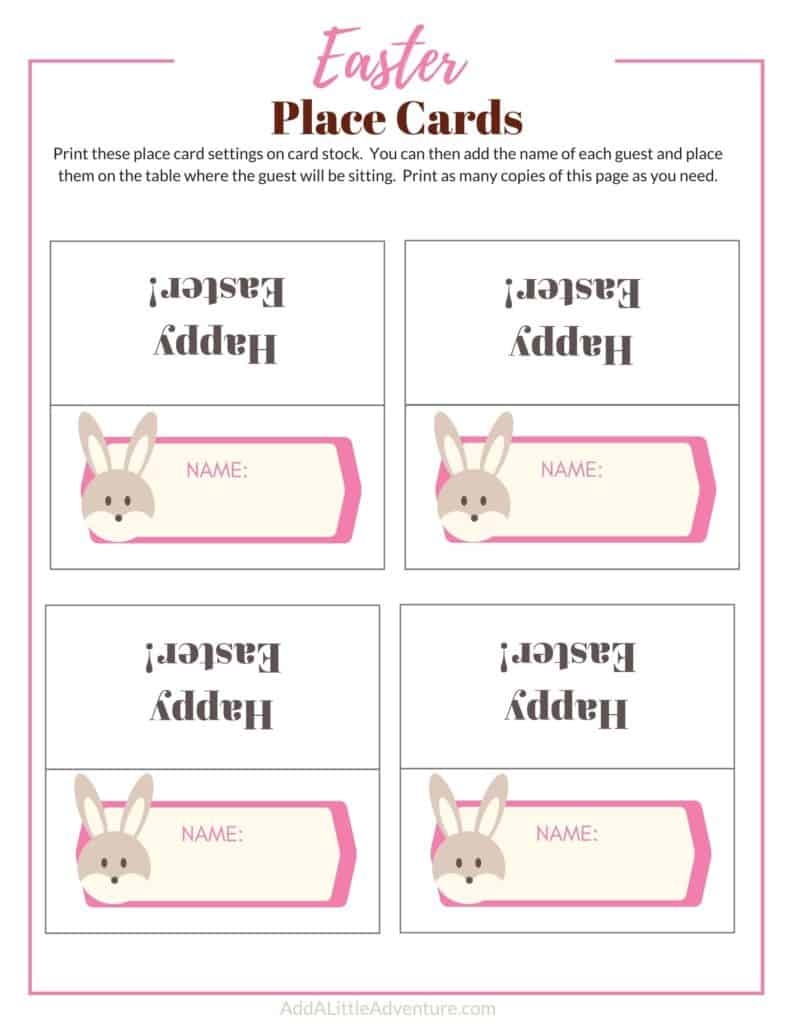 Printable Easter Place Cards Add A Little Adventure