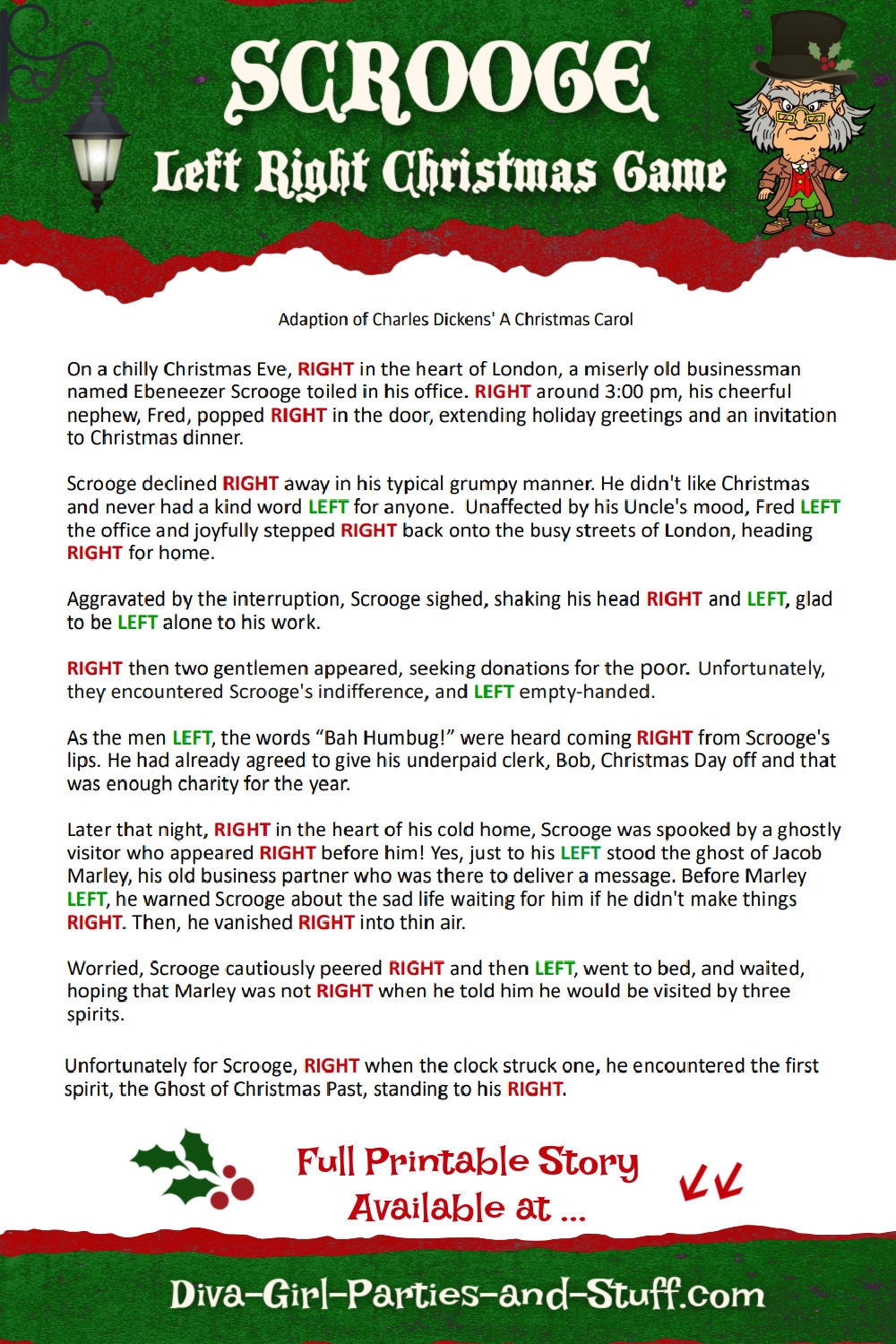 Free Printable Left Right Christmas Game
