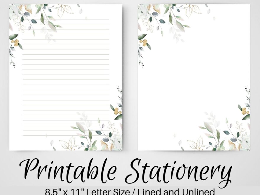 PRINTABLE Stationery Printable Stationary Printable Writing Paper Botanical Letter Writing Paper Writing Set Notepaper Penpal Etsy