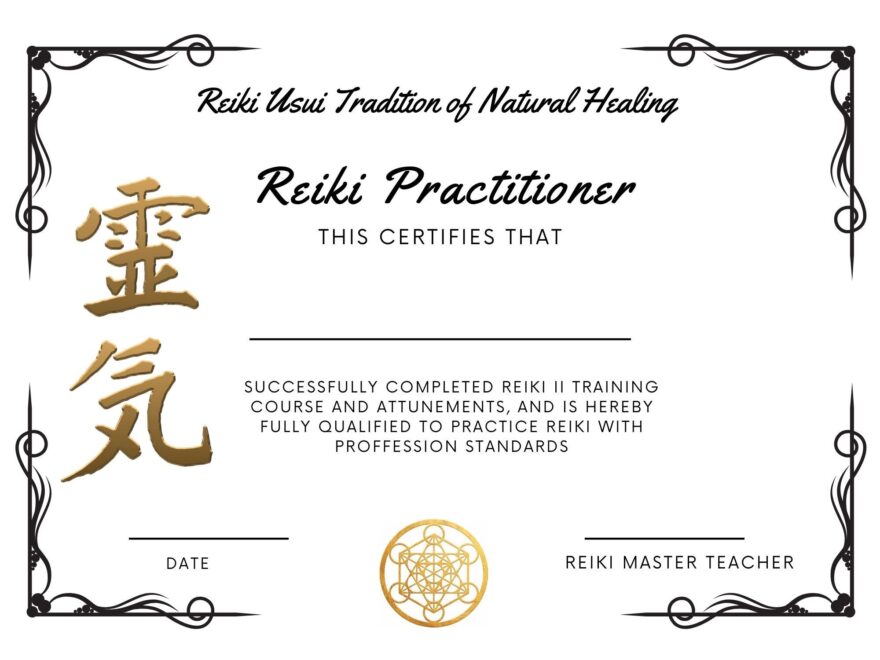 Reiki Certificate Custom Design Service Worksheets Library