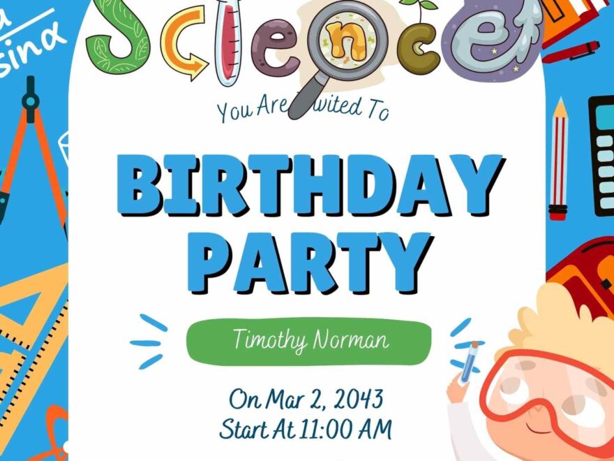 Science Lab Birthday Invitation Templates