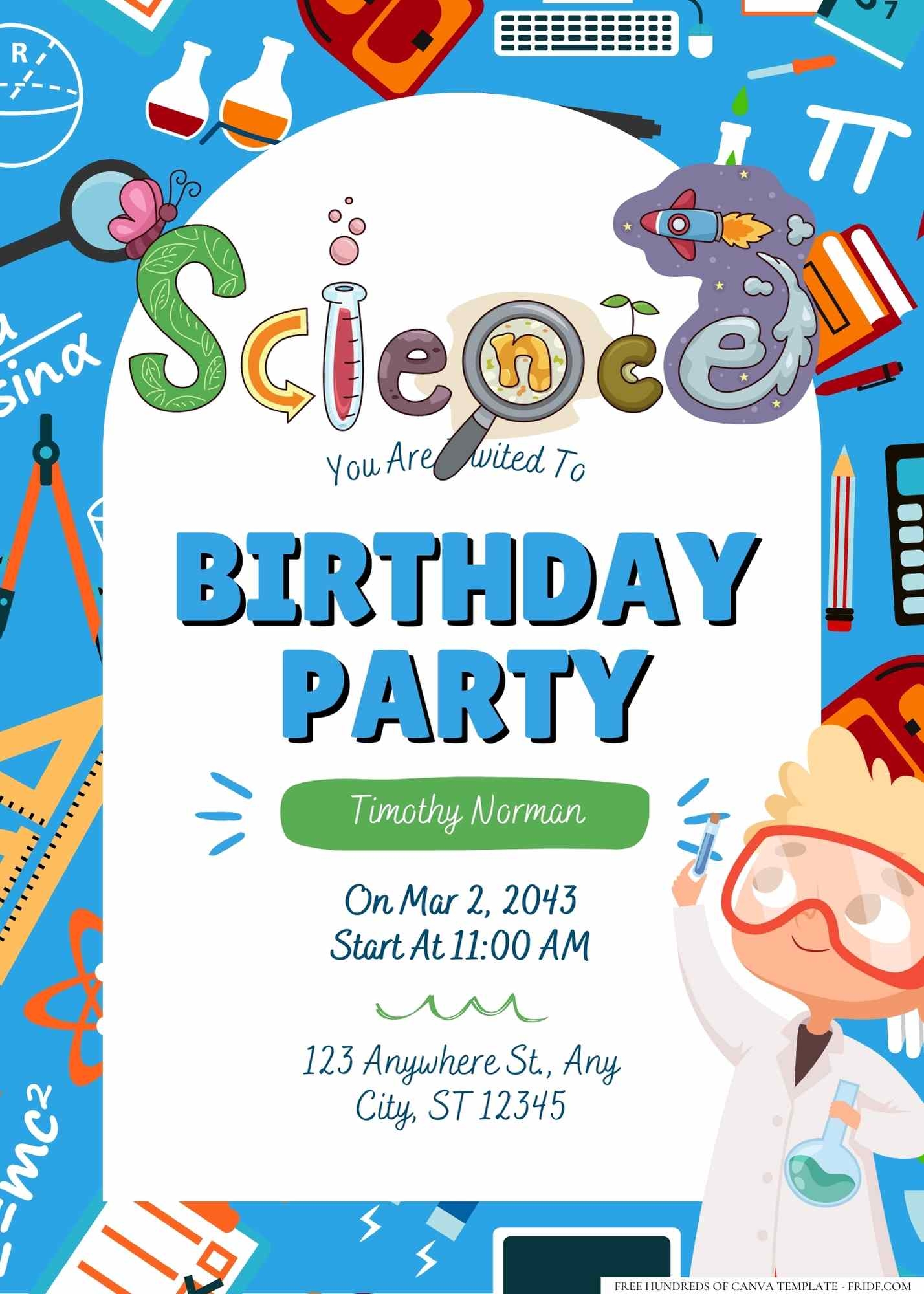 Science Lab Birthday Invitation Templates