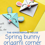 Spring Bunny Origami Corner Bookmark free Printable The gingerbread house co uk