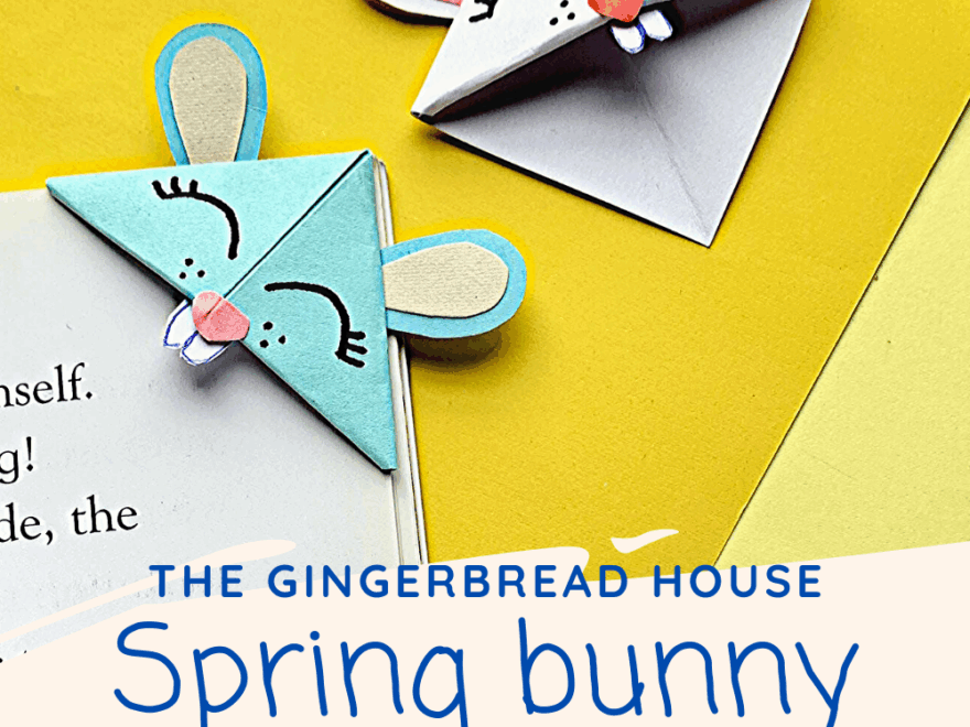 Spring Bunny Origami Corner Bookmark free Printable The gingerbread house co uk