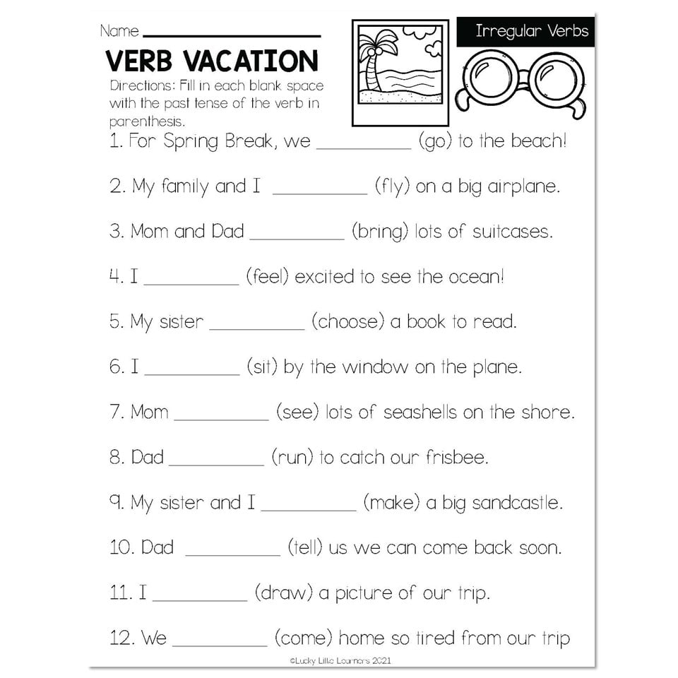 Spring Early Finishers 2nd Grade ELA Irregular Verbs Verb Worksheets Library
