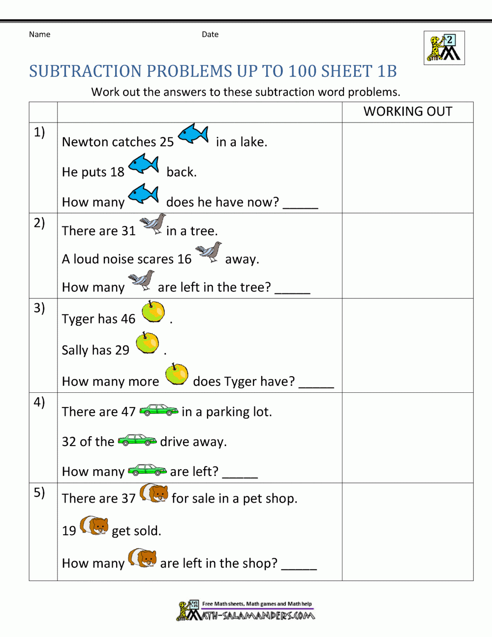 Free Printable 2Nd Grade Math Word Problems
