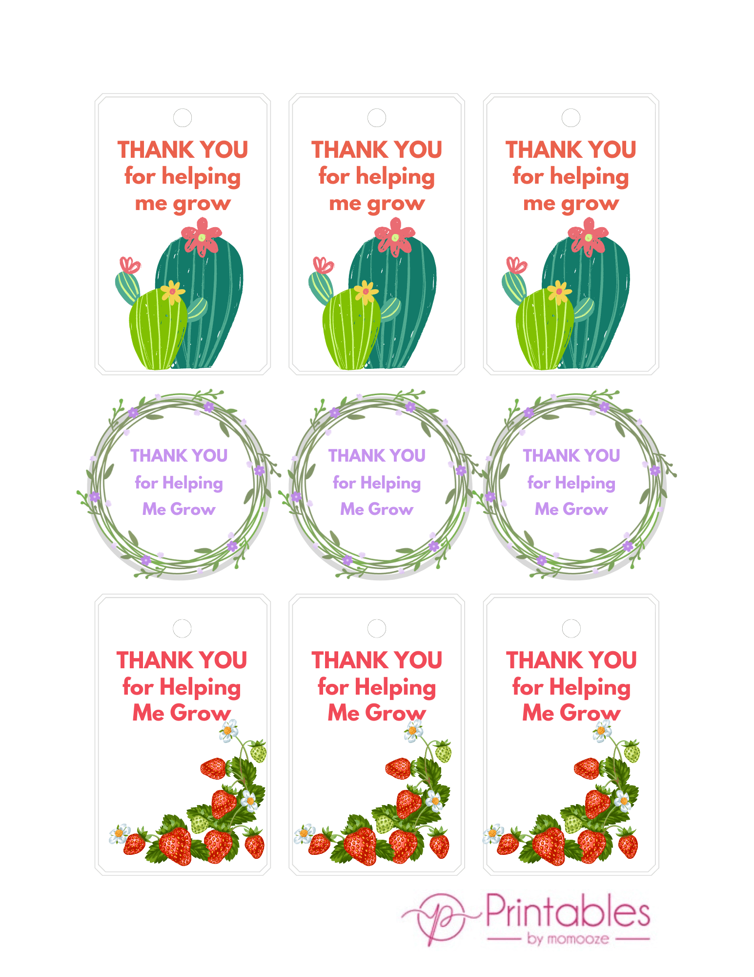 Thank You For Helping Us Grow Printable Printable Party Favors