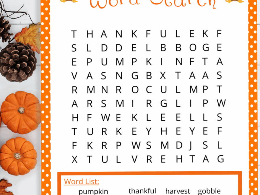 Thanksgiving Word Search Free Printable