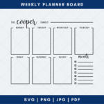 Weekly Planner Board Cut File Printable Worksheets Library