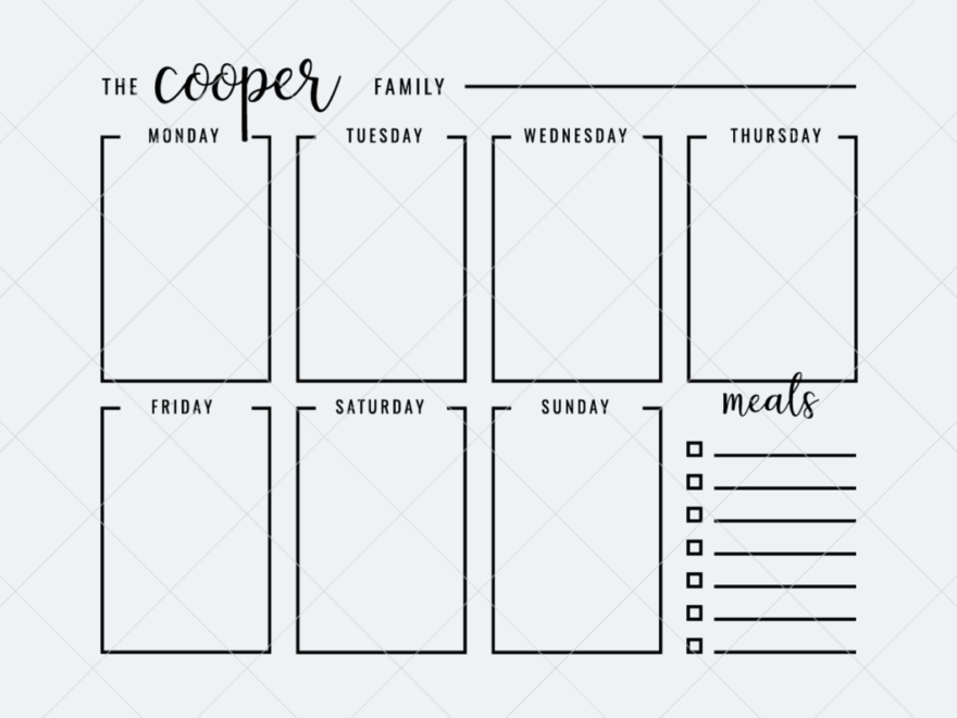 Weekly Planner Board Cut File Printable Worksheets Library